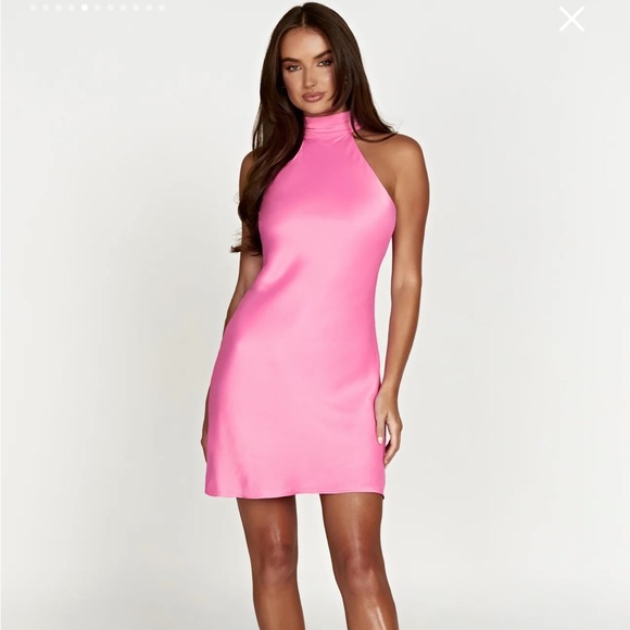 ✨NWT high neck mini dress pink satin✨ - Picture 3 of 5